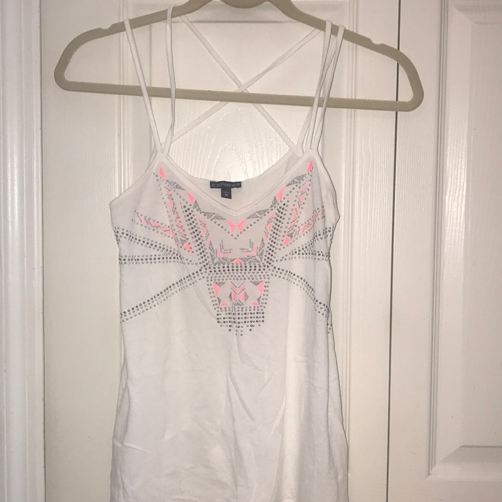 Express White Crossback Tank Top